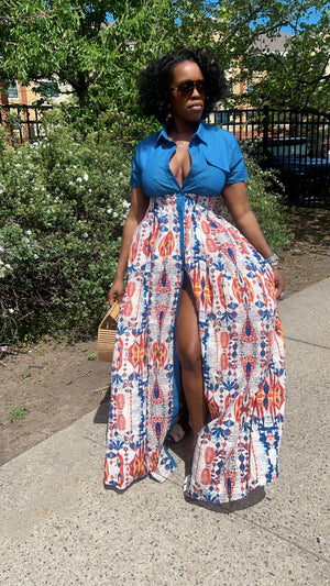 bohemian luxe dresses Crystal Luxe Dress Bloom Print Azure Blue