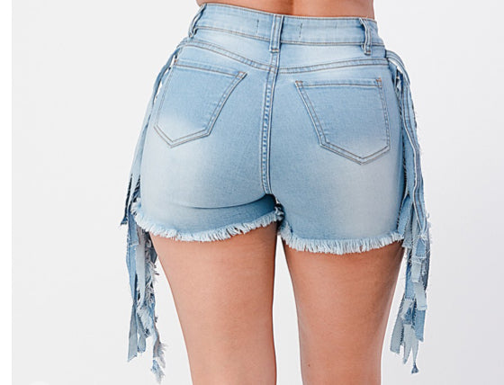 Feeling Fringy Denim Shorts