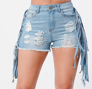Feeling Fringy Denim Shorts