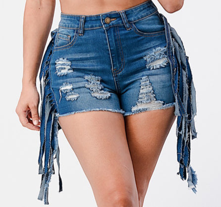 Feeling Fringy Denim Shorts
