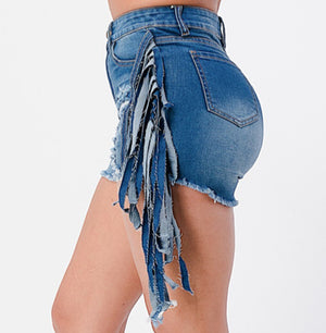 Feeling Fringy Denim Shorts